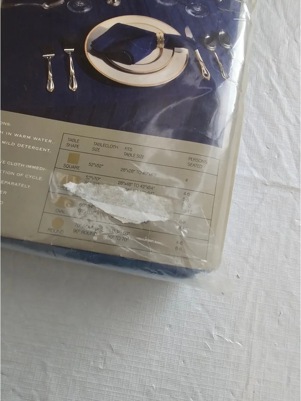 Vintage 1970s Courtenay Tablecloth Linen Light Blue Tableaux